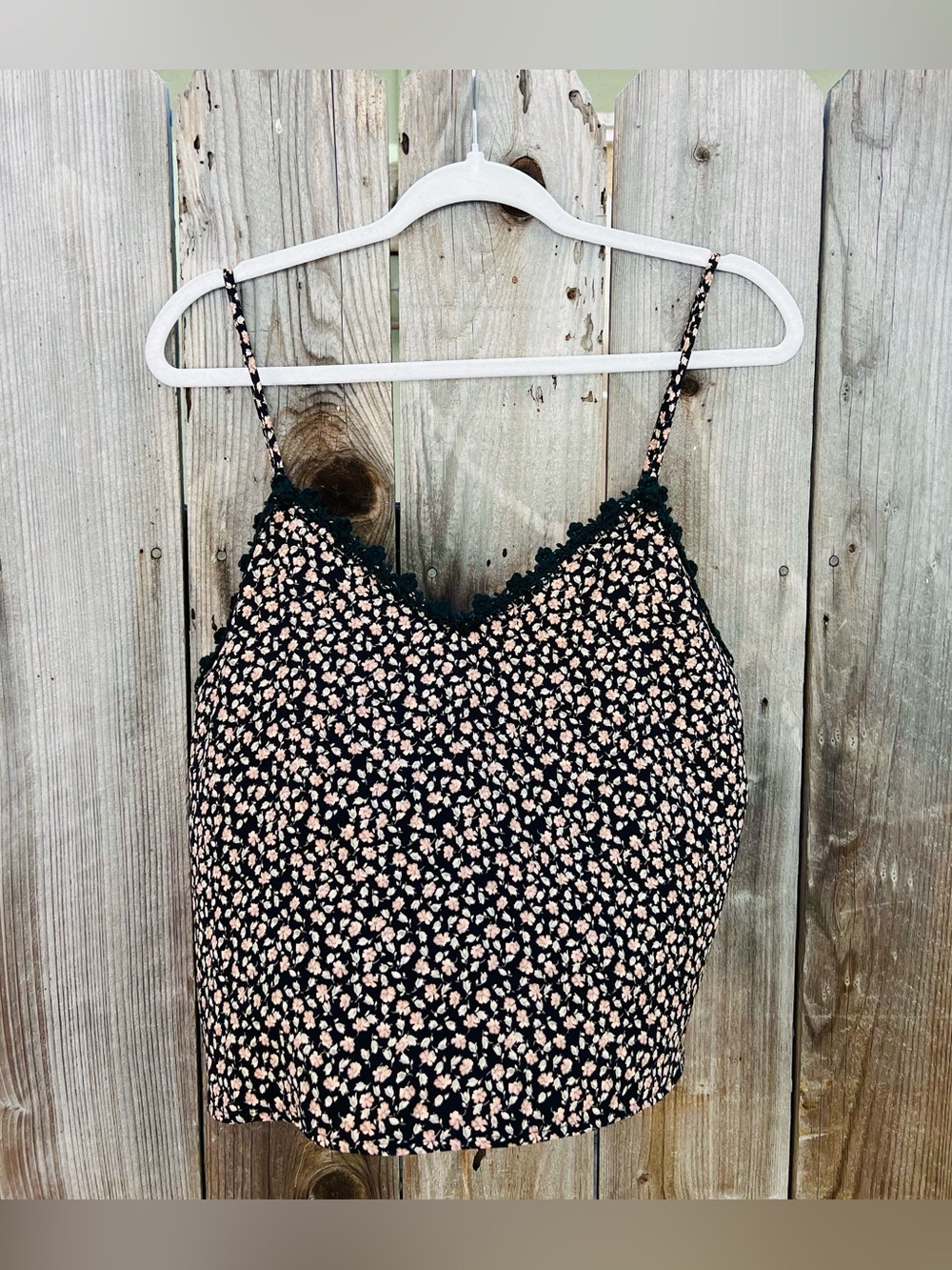Floral Lace-Trim Cami Top